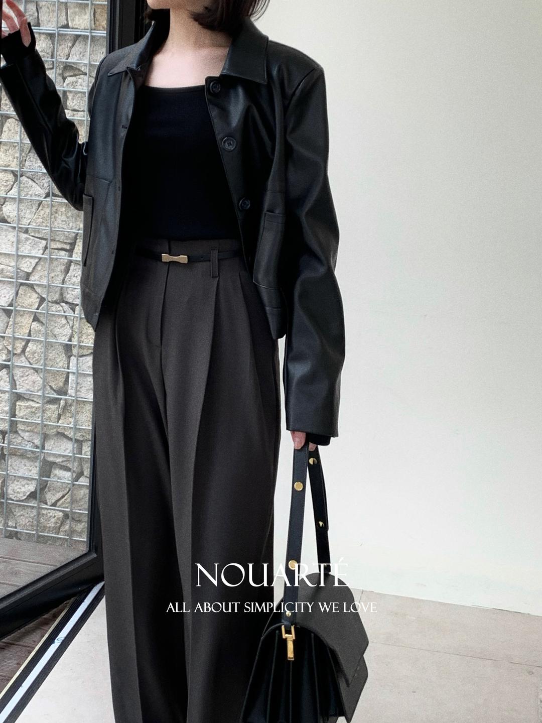 [Nouarté] 베이커 하이라이즈 와이드 슬랙스 (스틸차콜) *5차 리오더