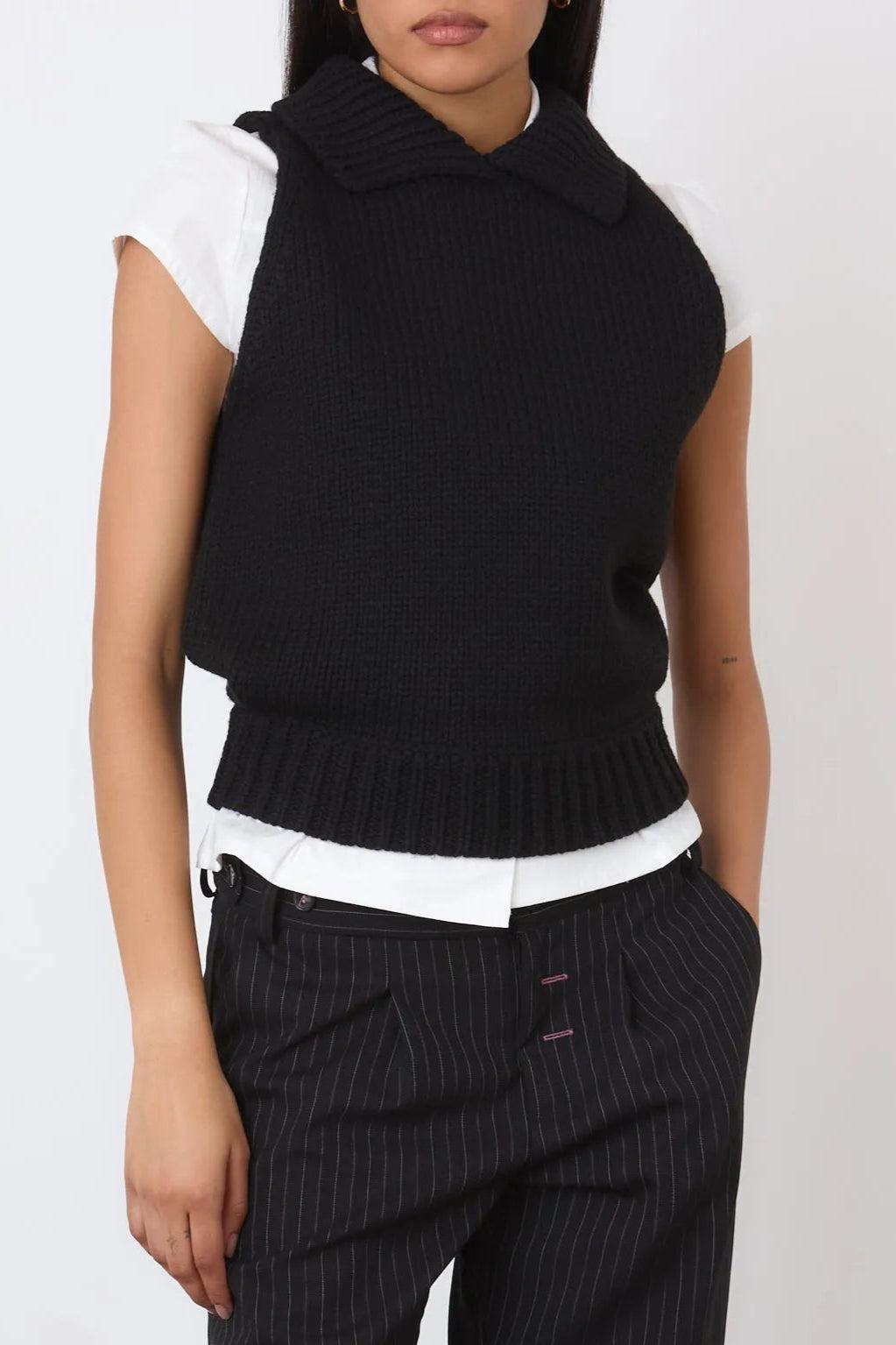 The Annie Knit Vest, Onyx - Onyx / XS