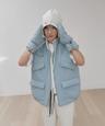 Reversible boxy Puffer vest (Sky blue-Cream)
