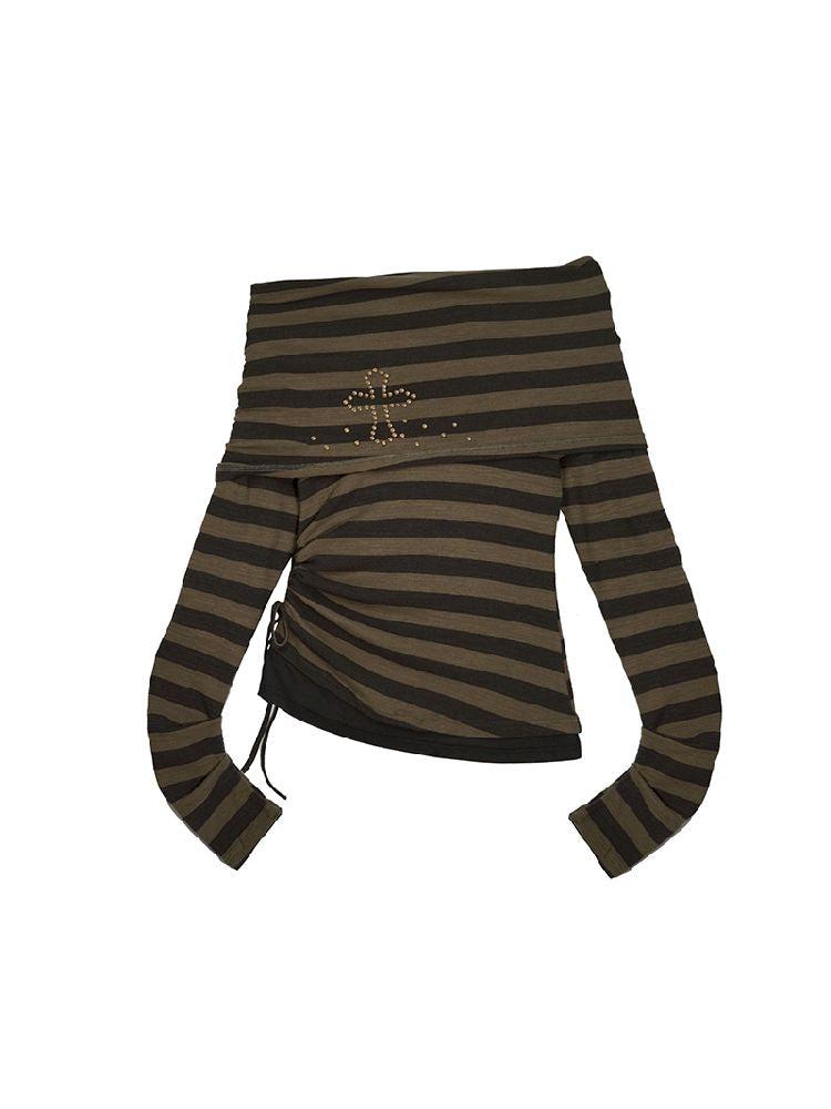 Stripe Knit Long Sleeve T-Shirt【s0000010395】