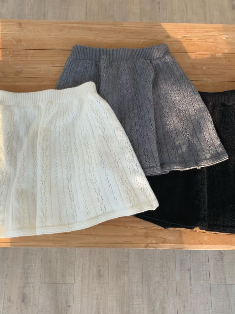 니트 플레어 미니 스커트 (3color)