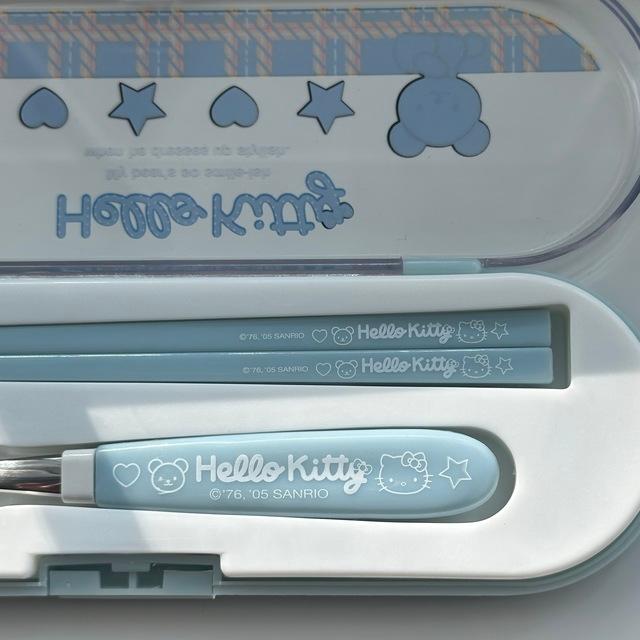 키티 고전 블루밍 수저케이스set