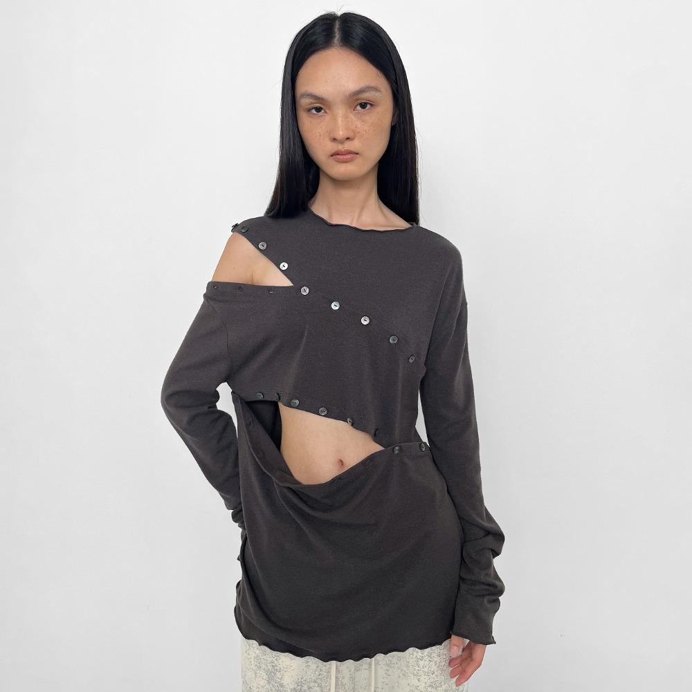 Polysooem Buttoned Shift Top "Charcoal\"