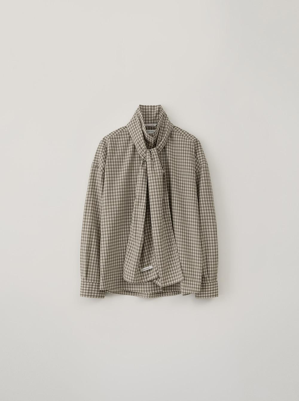 SABLÉ CHECKED SHIRT & MUFFLER_MUD GINGHAM