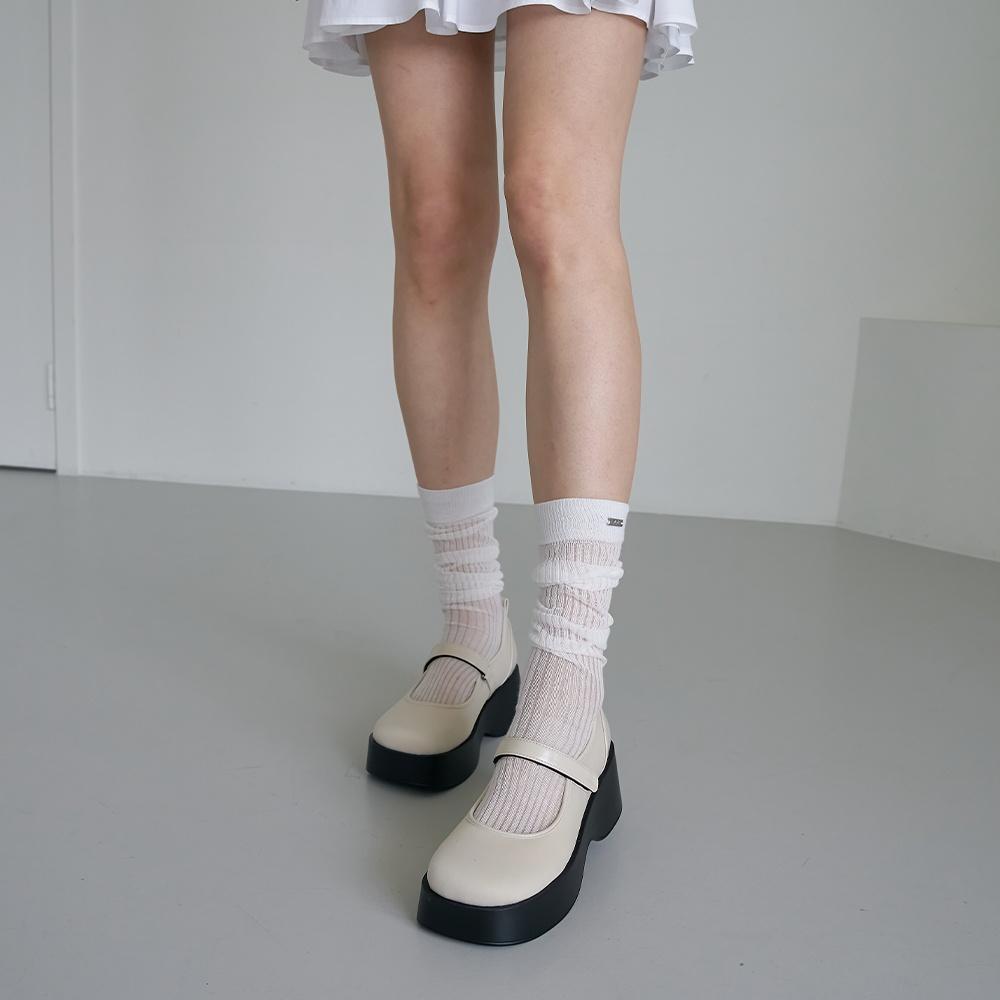 F24P004 아그네스 플랫폼 메리제인 벨크로 플랫슈즈 6CM [3COLOR]