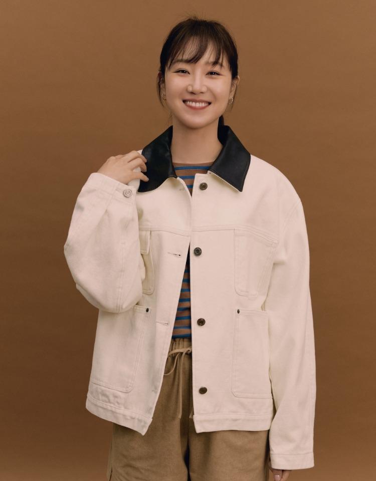 denim work jacket - ivory