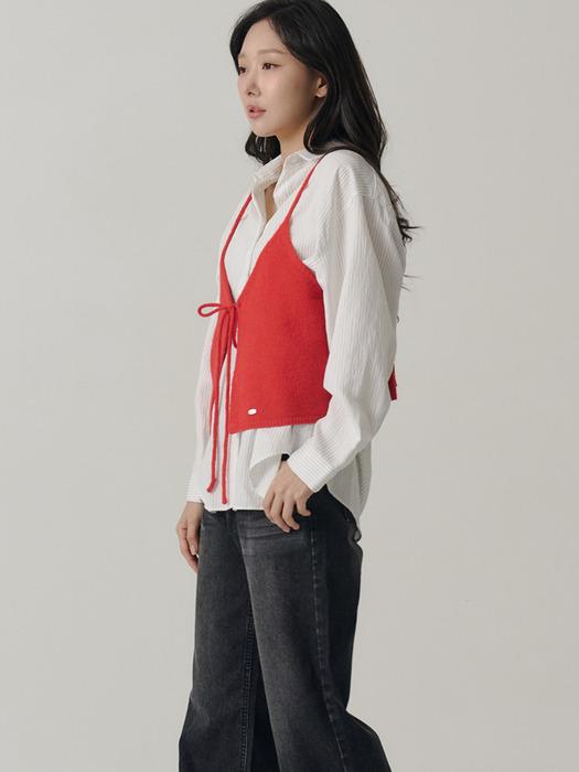 String Layered Knit Vest_Red