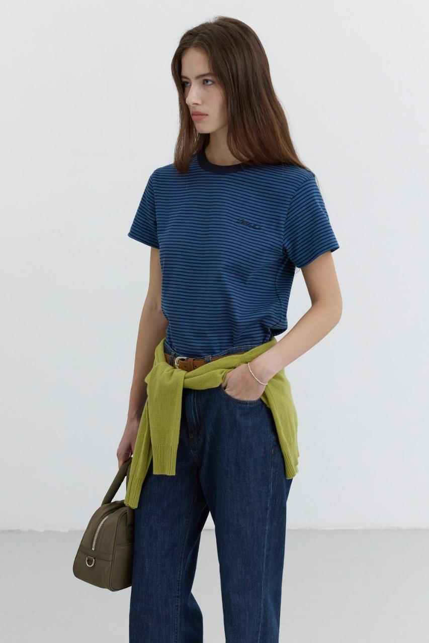 ESSENTIAL STRIPE LOGO T-SHIRT BLUE NAVY STRIPE