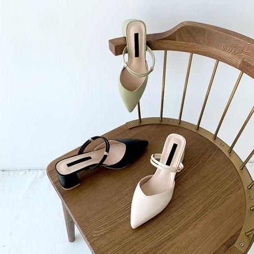 [탑모델] 피프리 투웨이 스틸레토 미들힐 뮬 샌들(5.5cm)