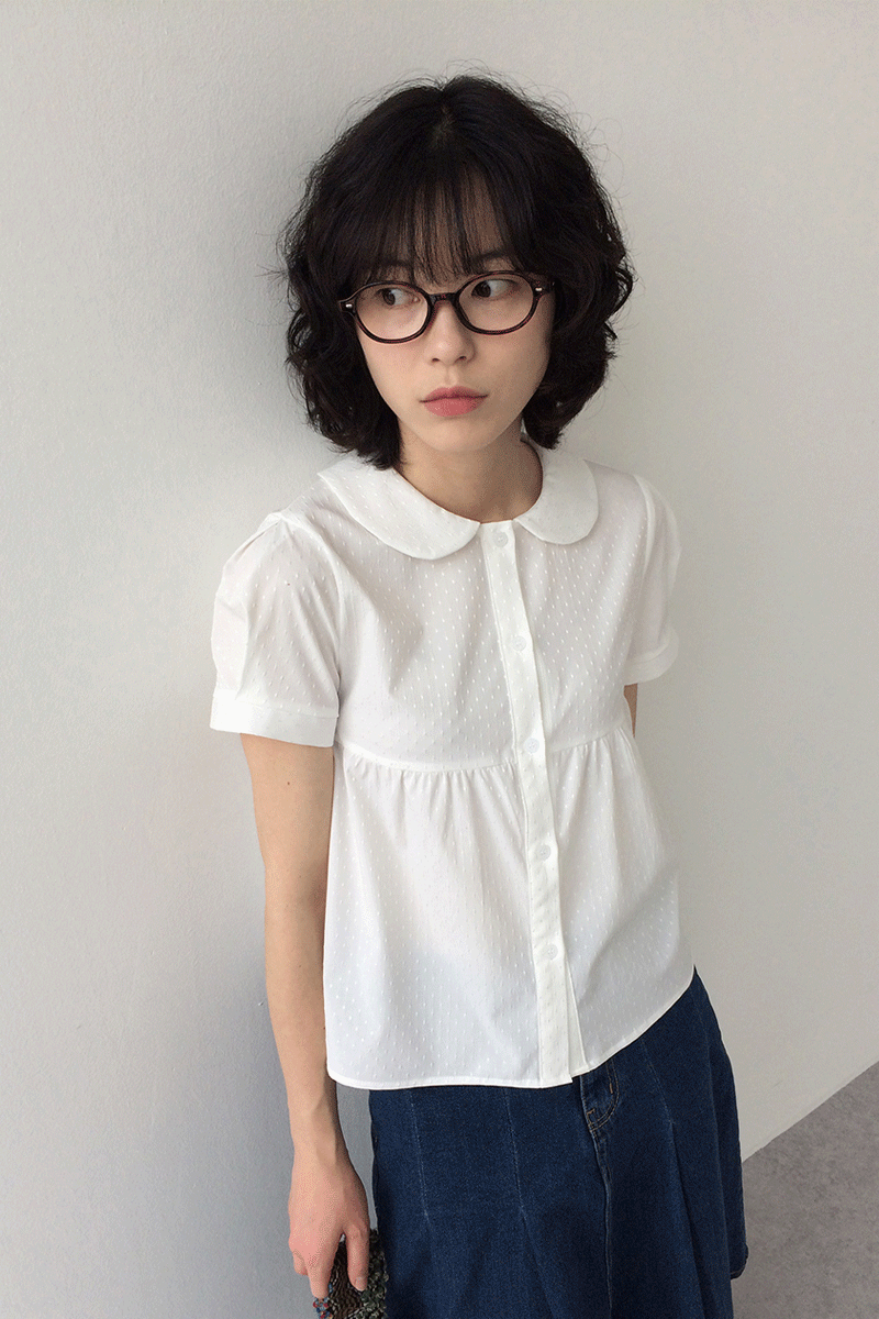 로넬 도트 블라우스