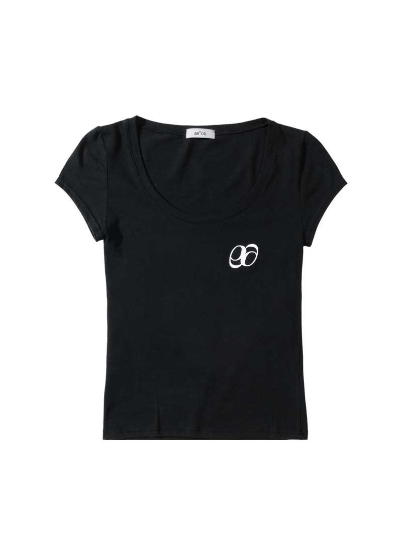 ROUND DEEP U NECK TEE / BLACK