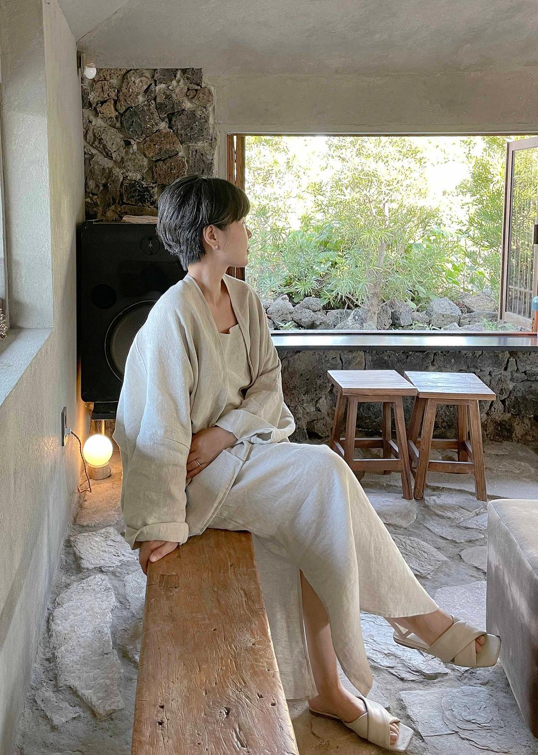 Short Linen Robe