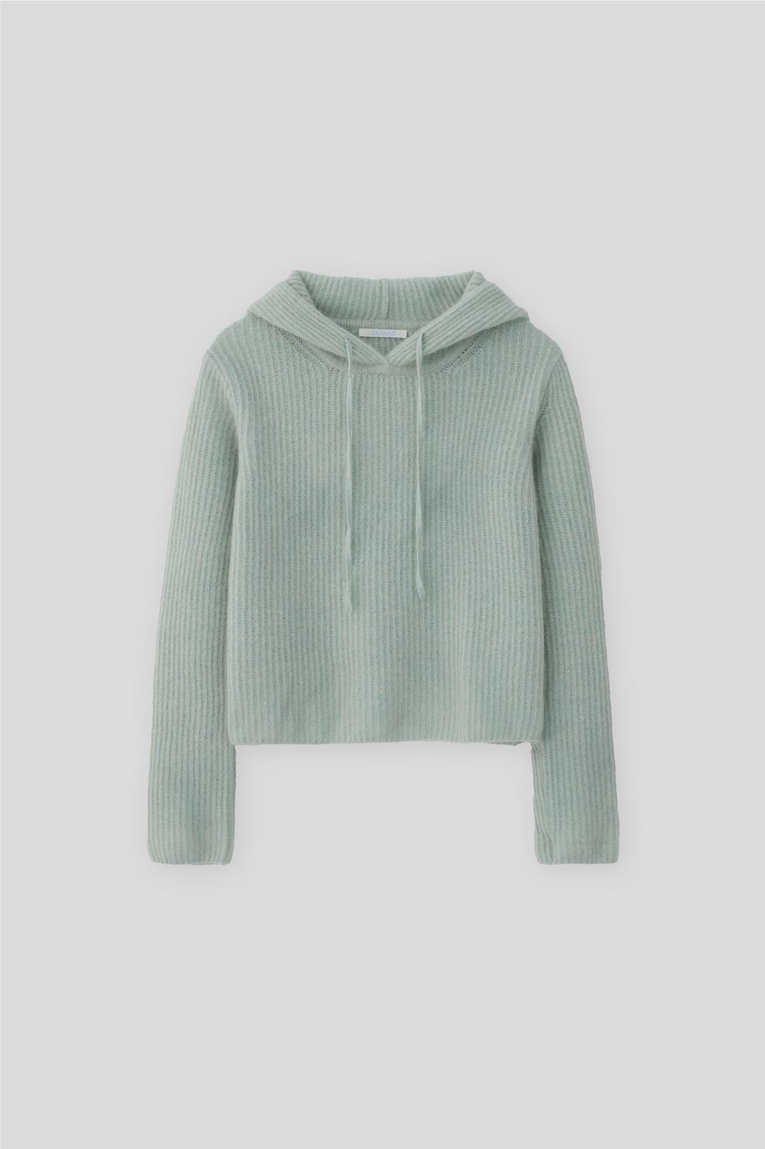 T/T Cozy rib knit hoodie (mint)