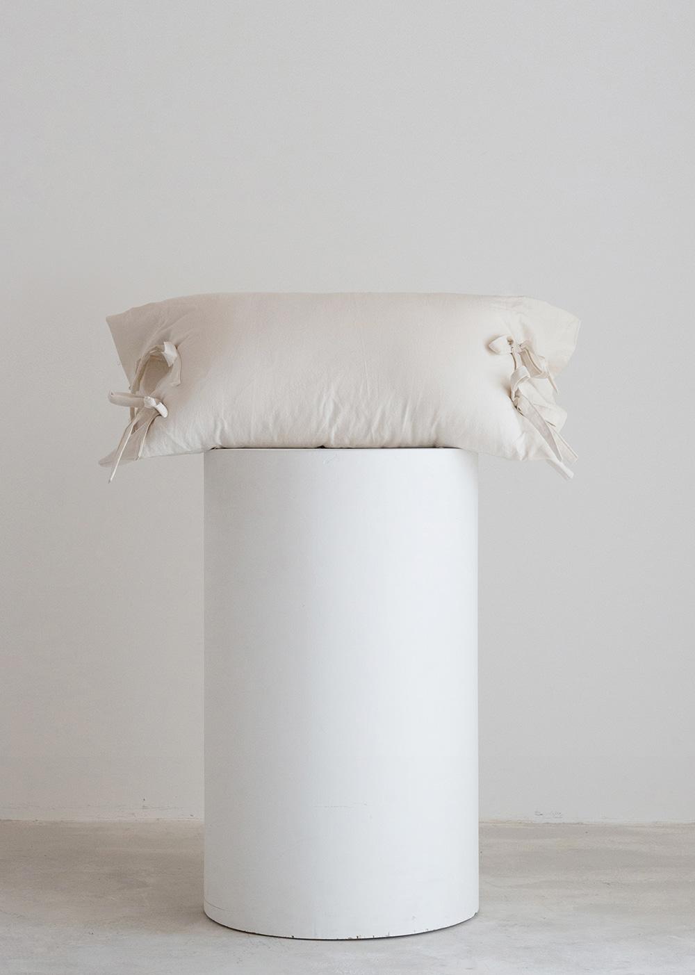 Ribbon cushion cover - ivory