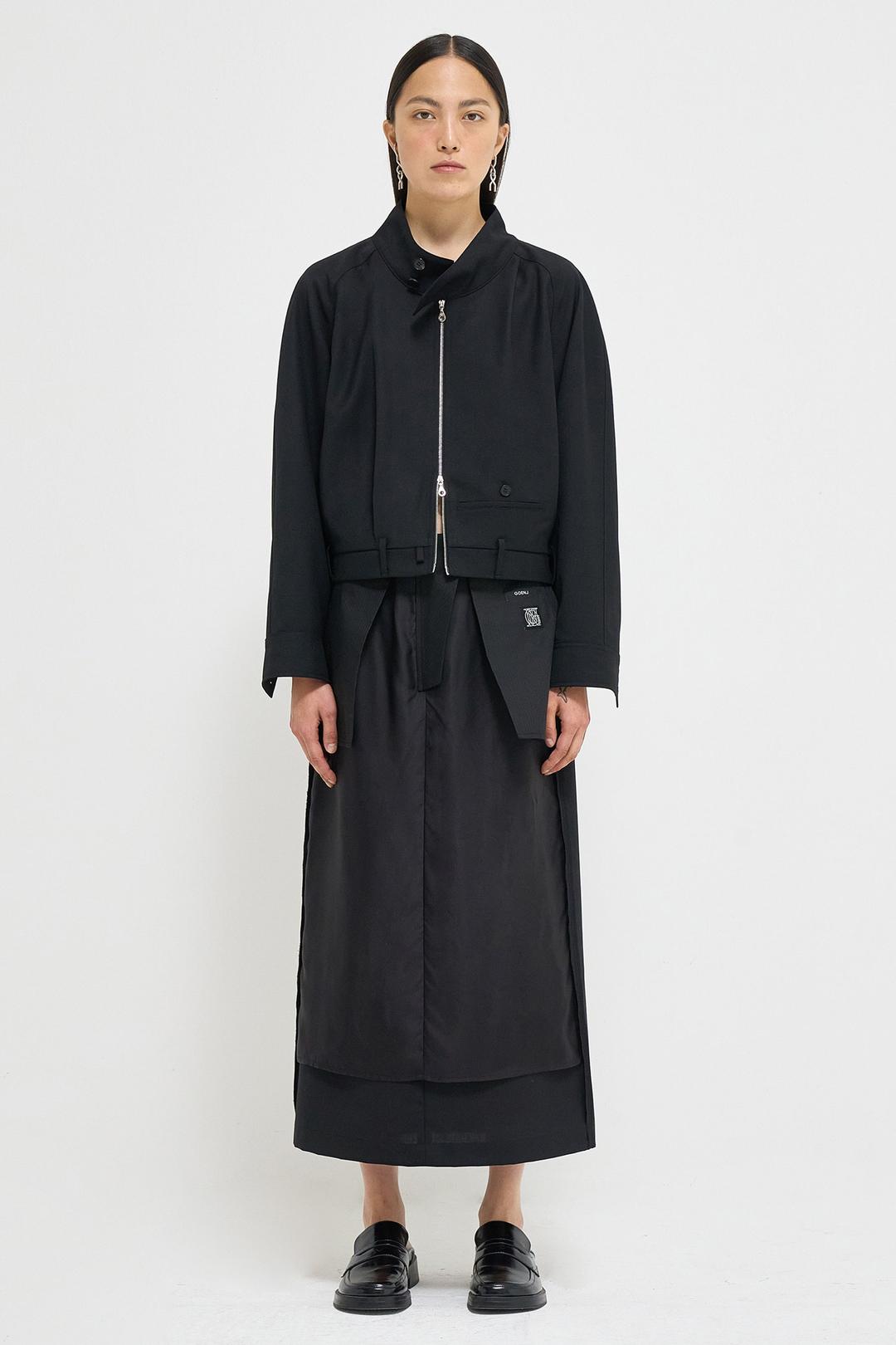 Trouser motif wool-blend bomber jacket - BLACK / S