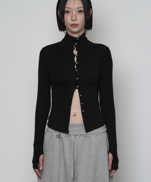 Polar Bean Button Cardigan (BLACK)