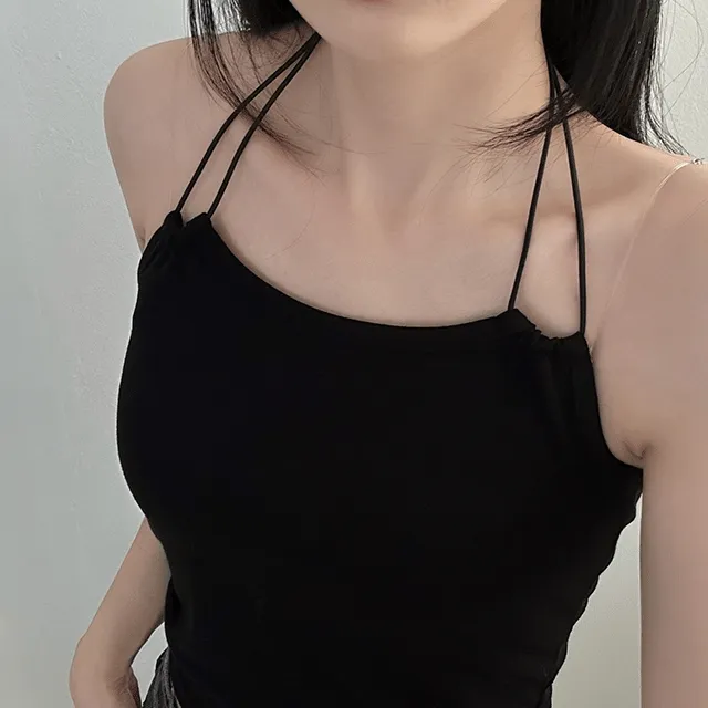 [당일🖤/2장구매할인] 레이어드템, 스트링 홀터넥 끈나시 슬리브리스