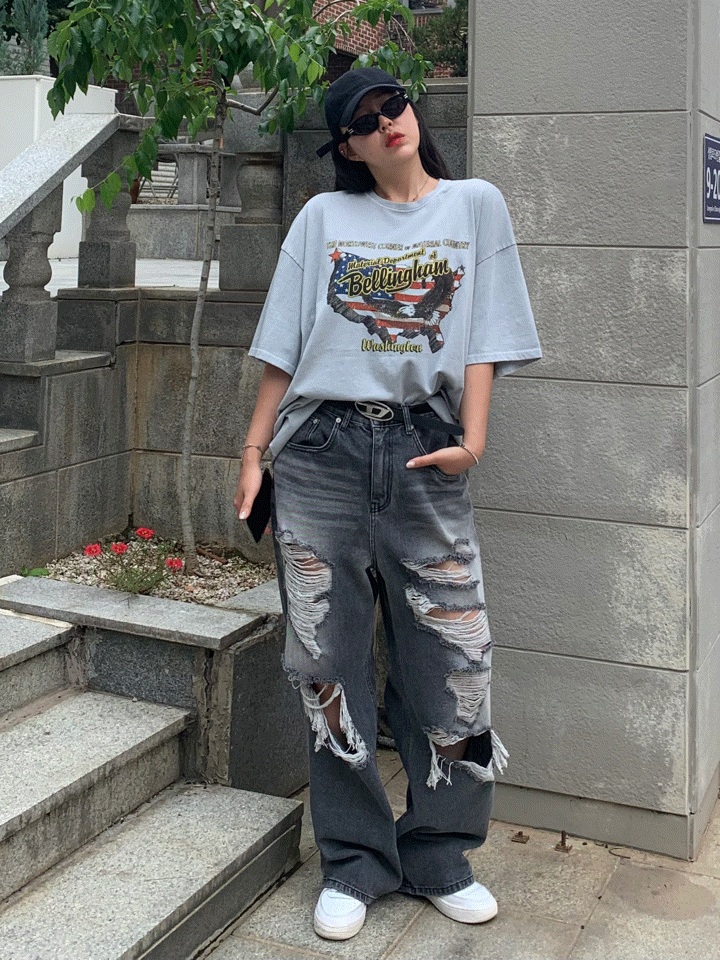 rough black blue pt 흑청 러프 구제 팬츠 찢어진 청바지 찢청팬츠 데님팬츠 y2k 유니섹스 커플팬츠 빈티지 유니크 그라데이션 워싱진 와이드팬츠