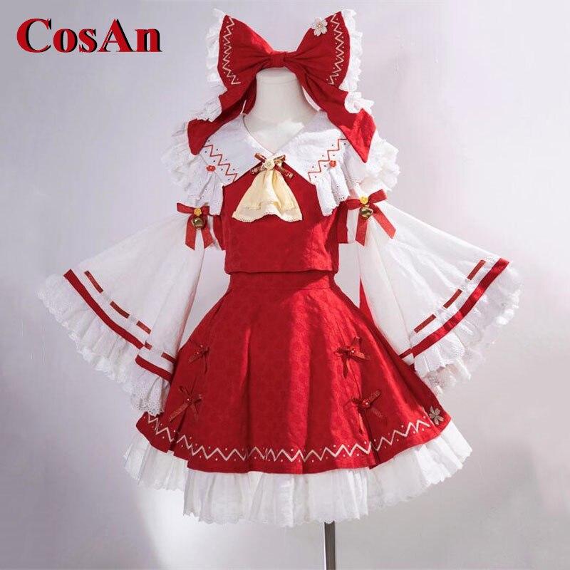 CosAn 게임 동방 프로젝트 하쿠레이 레이무 코스프레 의상, 여름 화려하고 달콤한 러블리 드레스 활동 파티 역할 놀이 의류