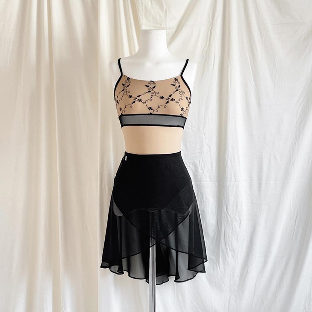 [블랙] 오브핏 미디기장 성인발레 쉬폰 발레스커트