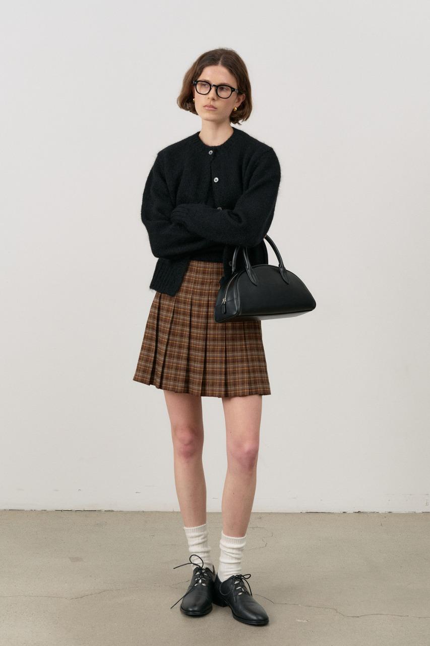 PLEATS MINI CHECK SKIRT BROWN CHECK