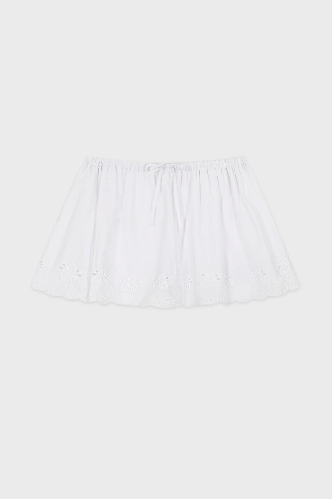 Rose Scallop Mini Skirt (White)