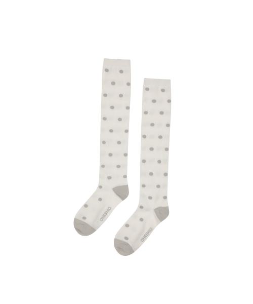 DOT KNEE SOCKS, WHITE