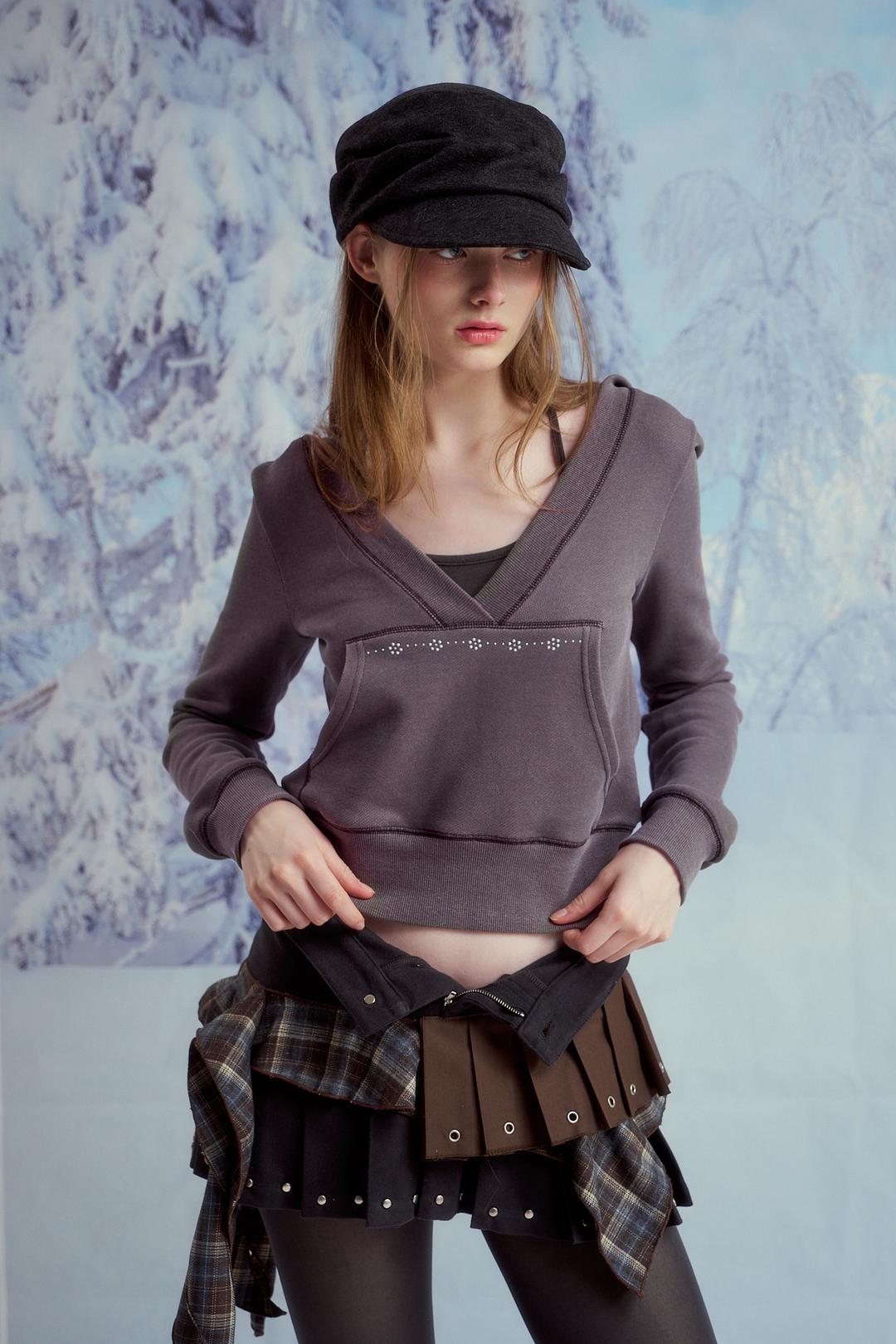 PIGMENT STUDDED HOODIE (PURPLE)