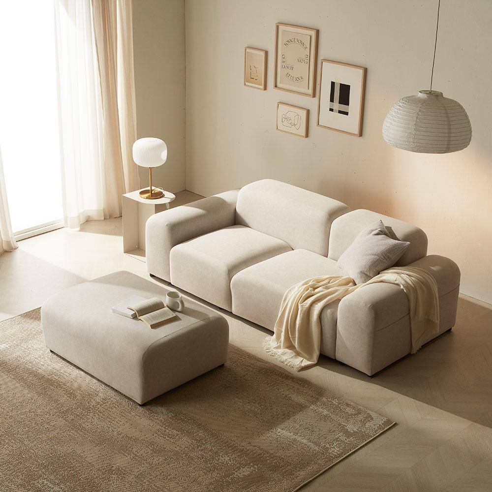 장인가구 로엠 낮은 아쿠아텍스 3인 조야 패브릭 방수 소파 편한 푹신한 라운드 디자인