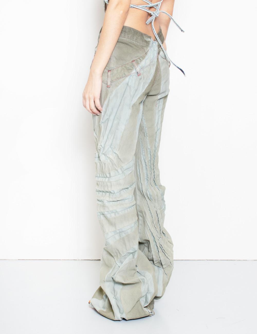 TRIBAL BIAS CUT JEANS_KHAKI