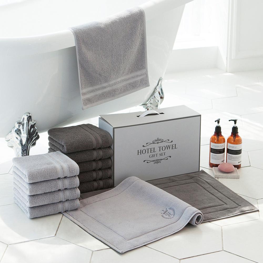 [선물포장] 럭셔리 호텔수건&발매트 선물세트 (고급 호텔수건 5장+발매트 1장)