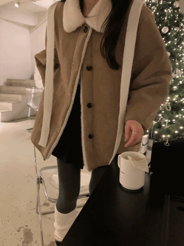 네핀 리버시블 무스탕 (beige)