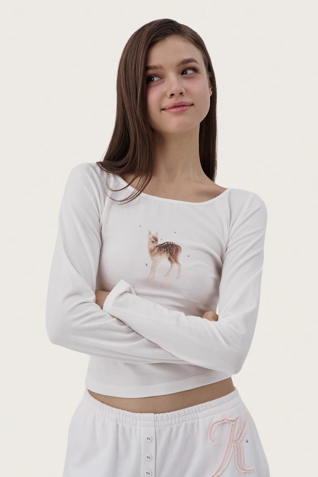 Dear bambi sparkle top, White