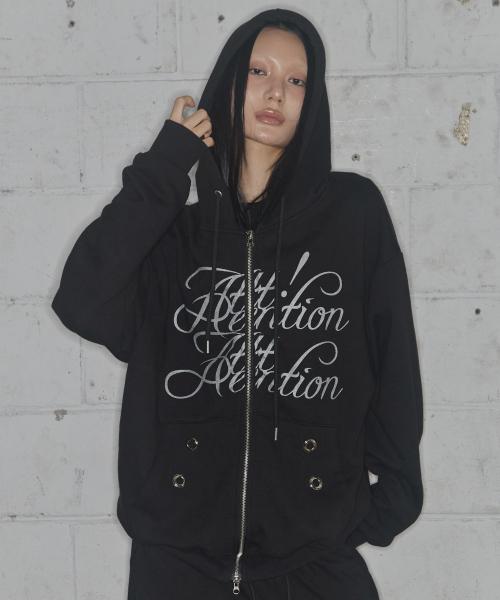 어텐션 아일렛 후드 집업 (BLACK) F25ZA010
