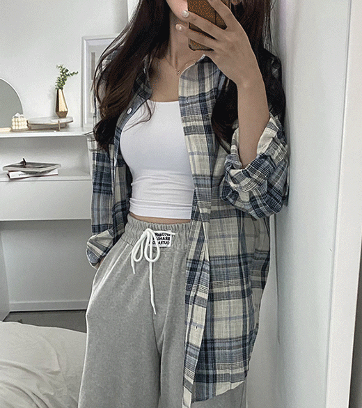 *탄탄/넉넉한사이즈* 루빈 간절기 오버핏 체크 남방