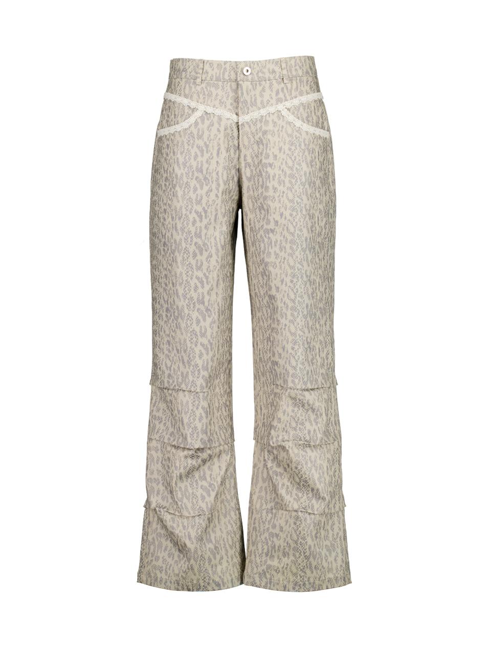 PYTHON LACE  PANTS / BEIGE