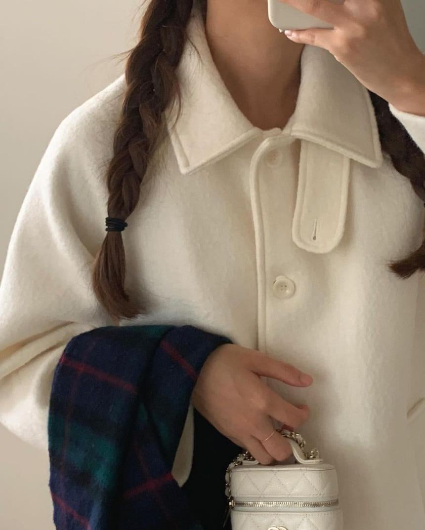 비엔프리 liter 리터 캐롤 알파카 울 코트 3온스 퀄팅안감 부클 싱글 하프 ct