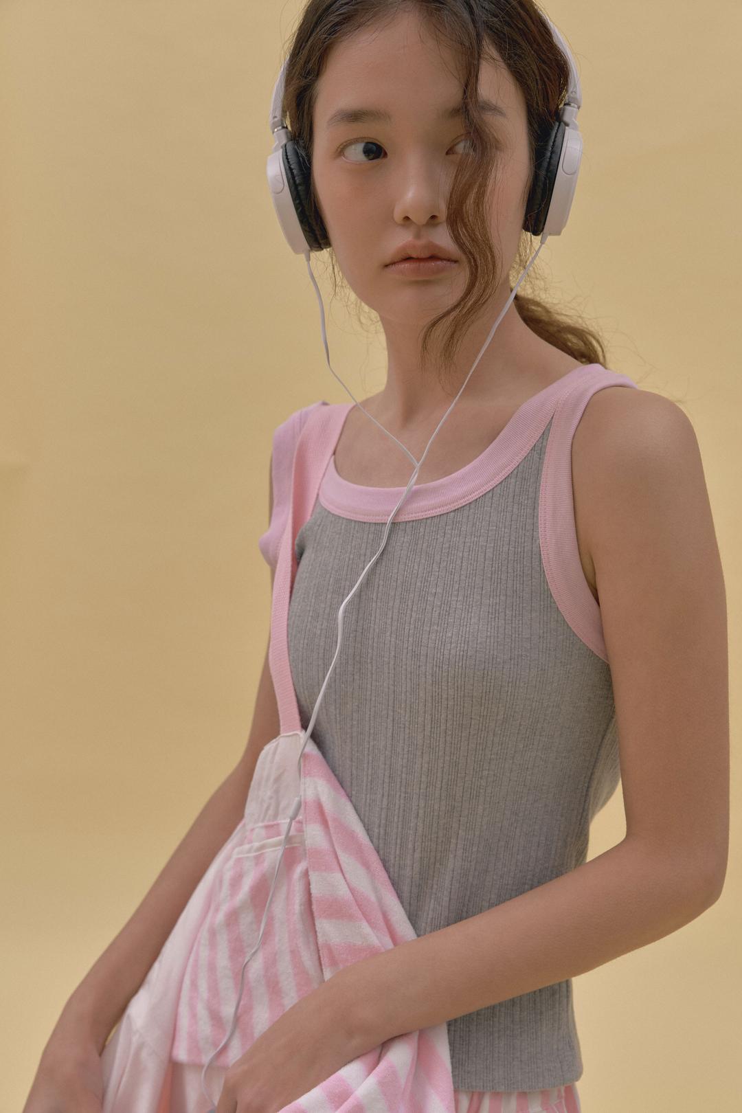 Color Sleeveless Top (melange grey)