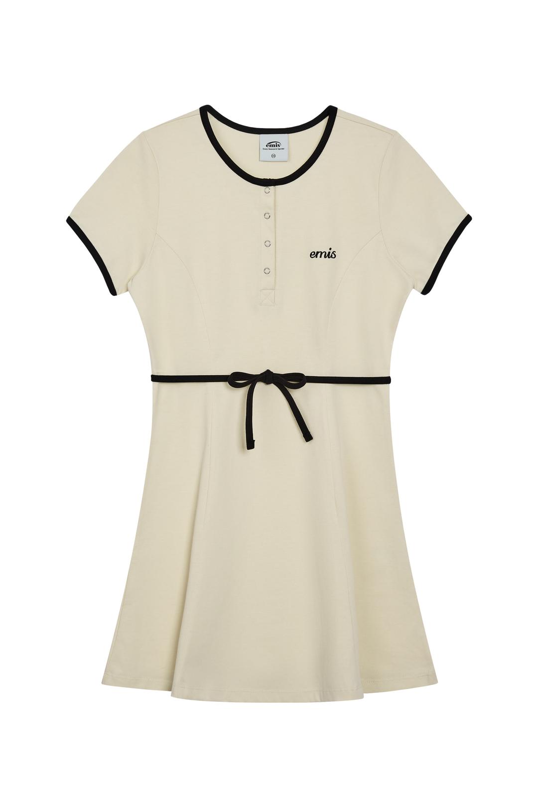 (WOMENS) RINGER JERSEY DRESS-CREAM