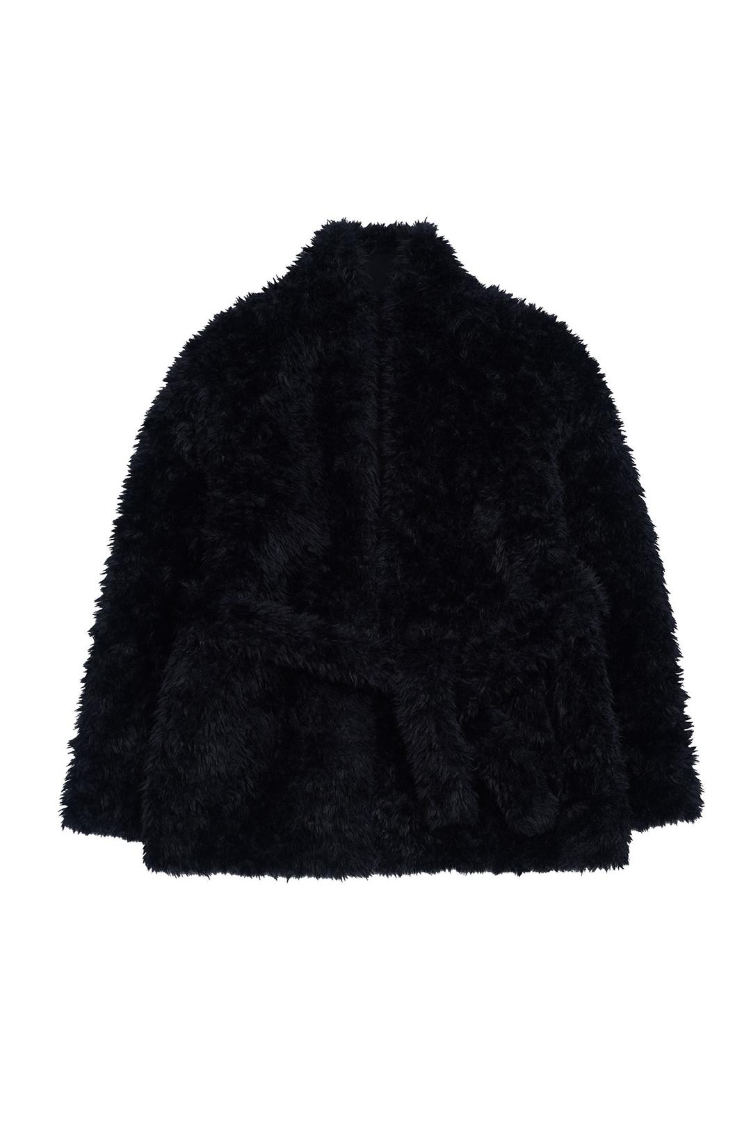 [exclusive] STRAP HAIRY FUR JACKET (BLACK)