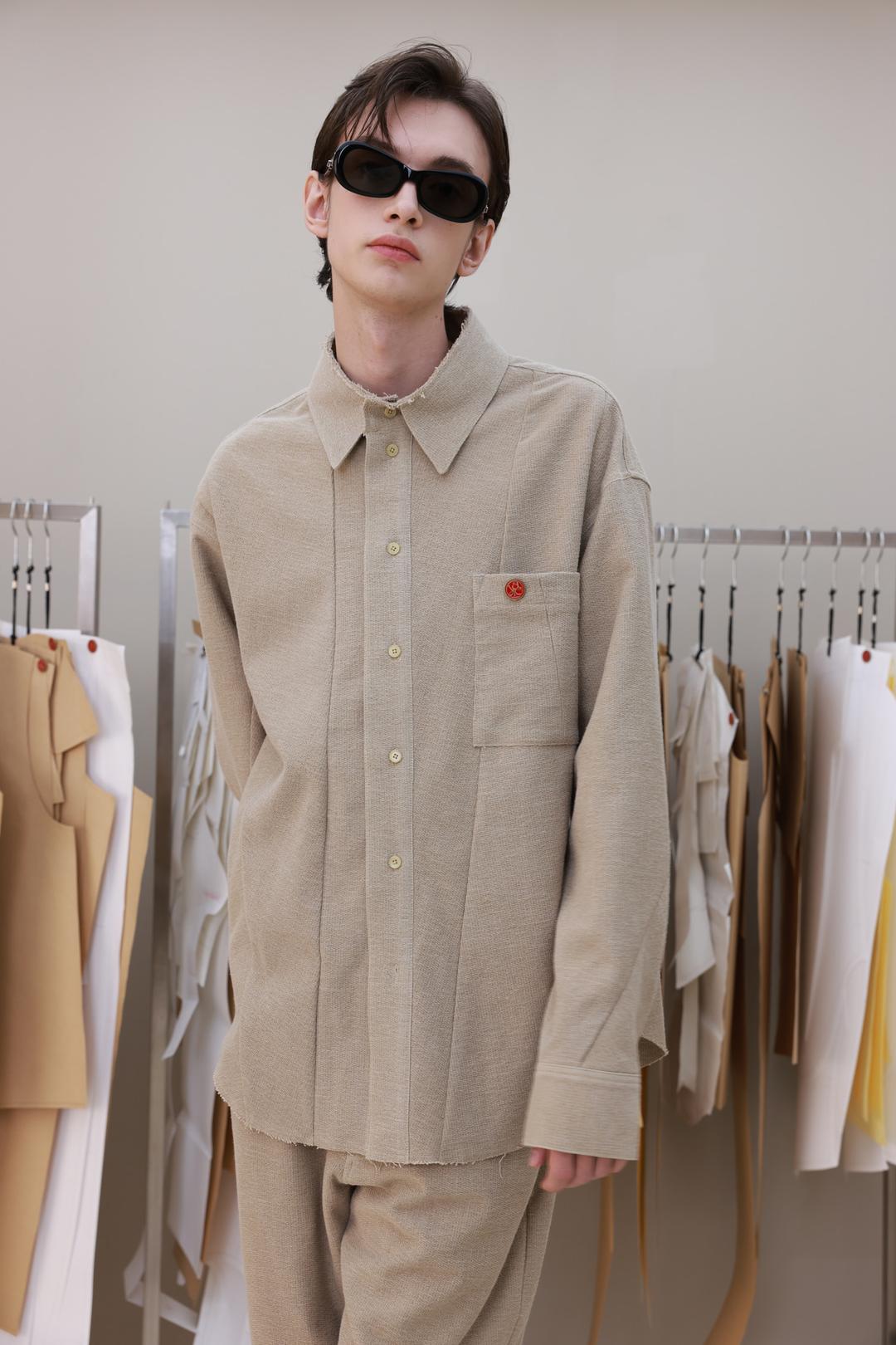 Cutting Aslants Shirts _ Warm Beige