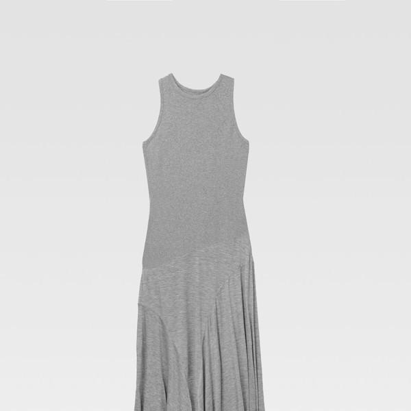 Asymmetric Draped Hem Dress (melange grey)