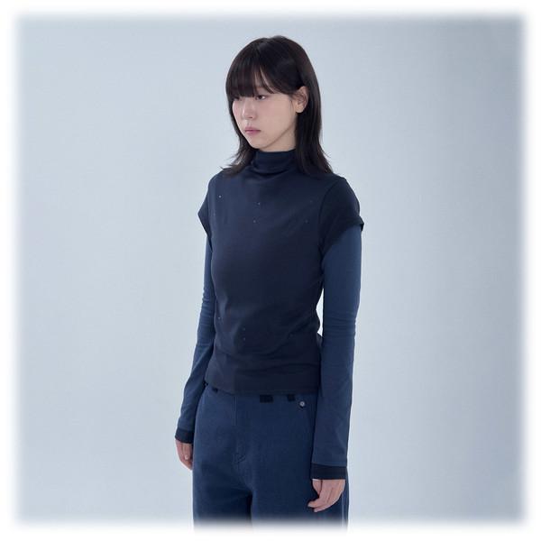 DOT LAYERED T-SHIRT (NAVY)