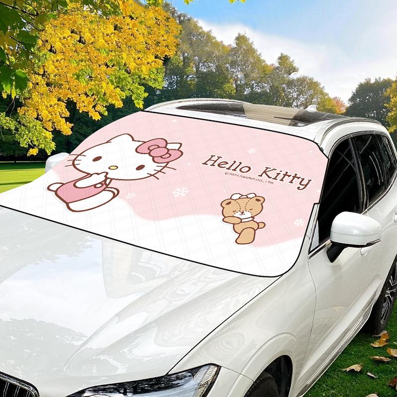 헬로키티 핑크 차량용 겨울 스노우 앞유리 커버 성에방지 가림막 차량용품