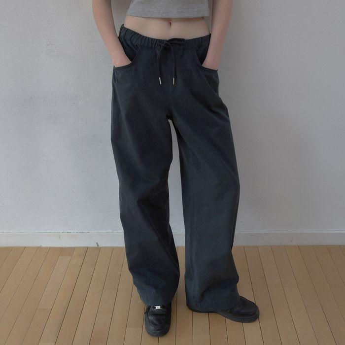worn cotton pants (ash navy)