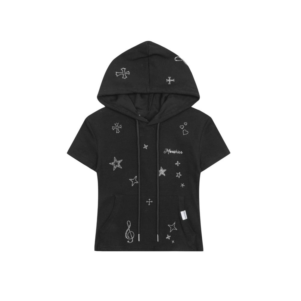 멜로디 후드 반팔 티셔츠 230738322