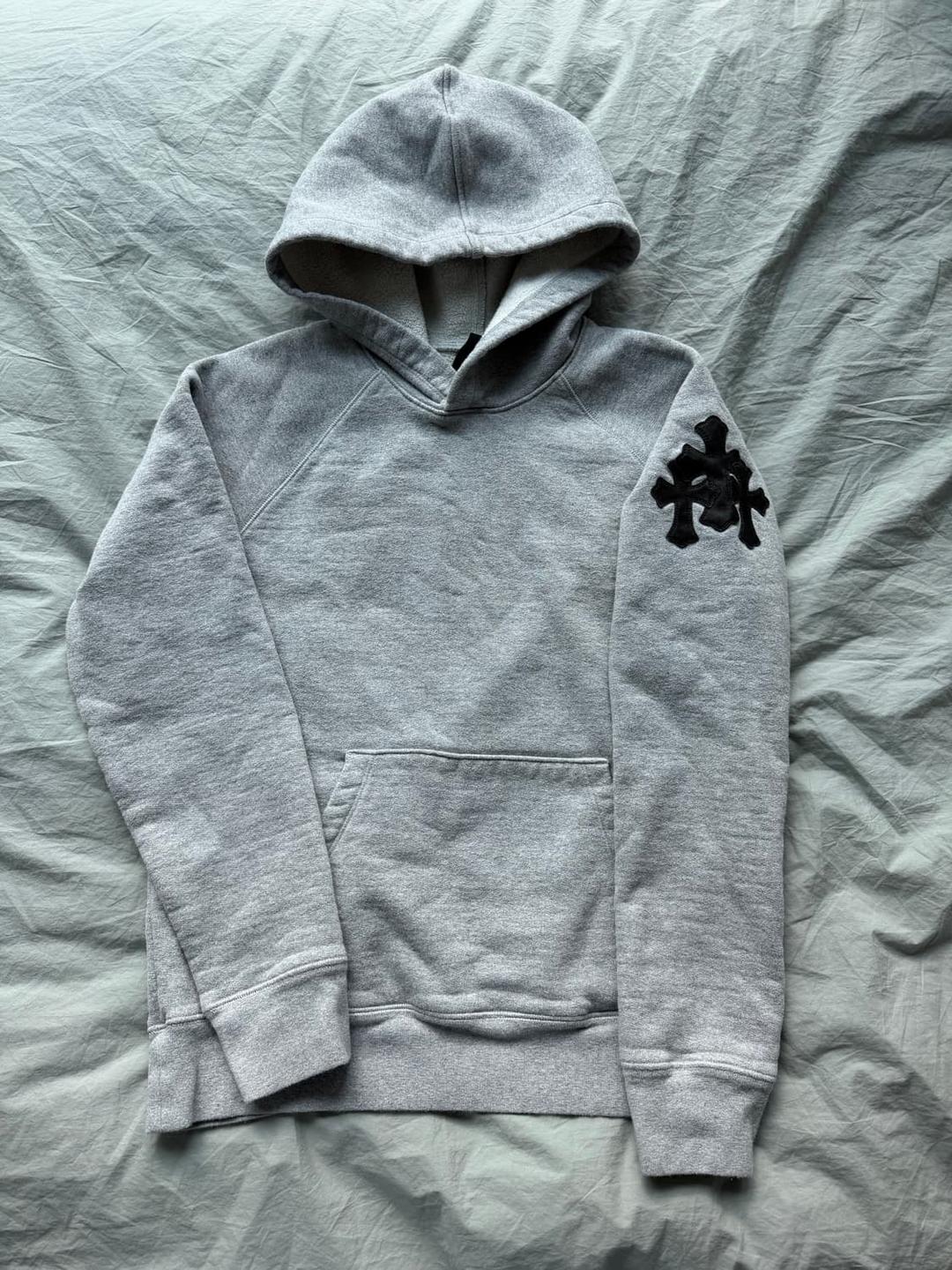 [S] 크롬하츠 크로스 레더 패치 후드 페이퍼잼 후드 그레이 | 후루츠패밀리