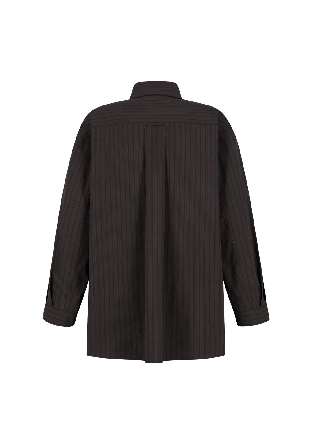 stripe shirring oversized shirts, brown