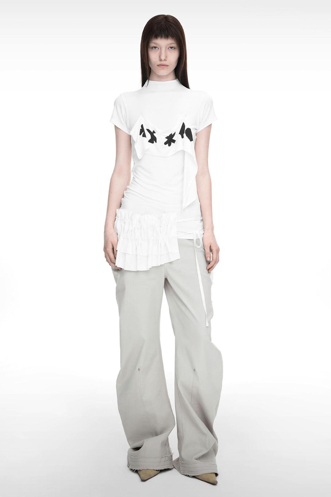 RAWCUT CURVED PANTS (UNISEX) DUSTY BEIGE