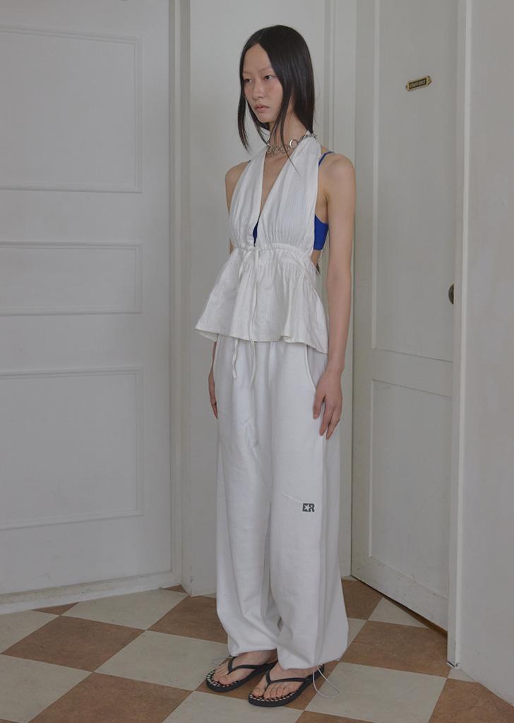 STRIPE HALTER BLOUSE, WHITE